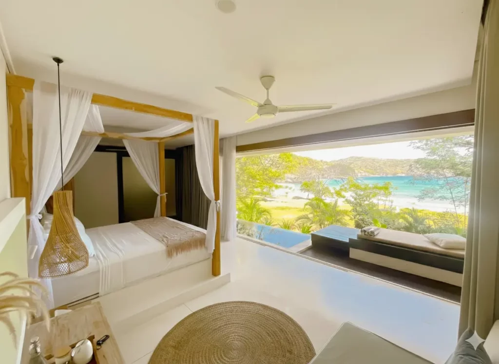 Luxury ocean view lodge at Kirana Retreat Sumbawa featuring panoramic beachfront scenery