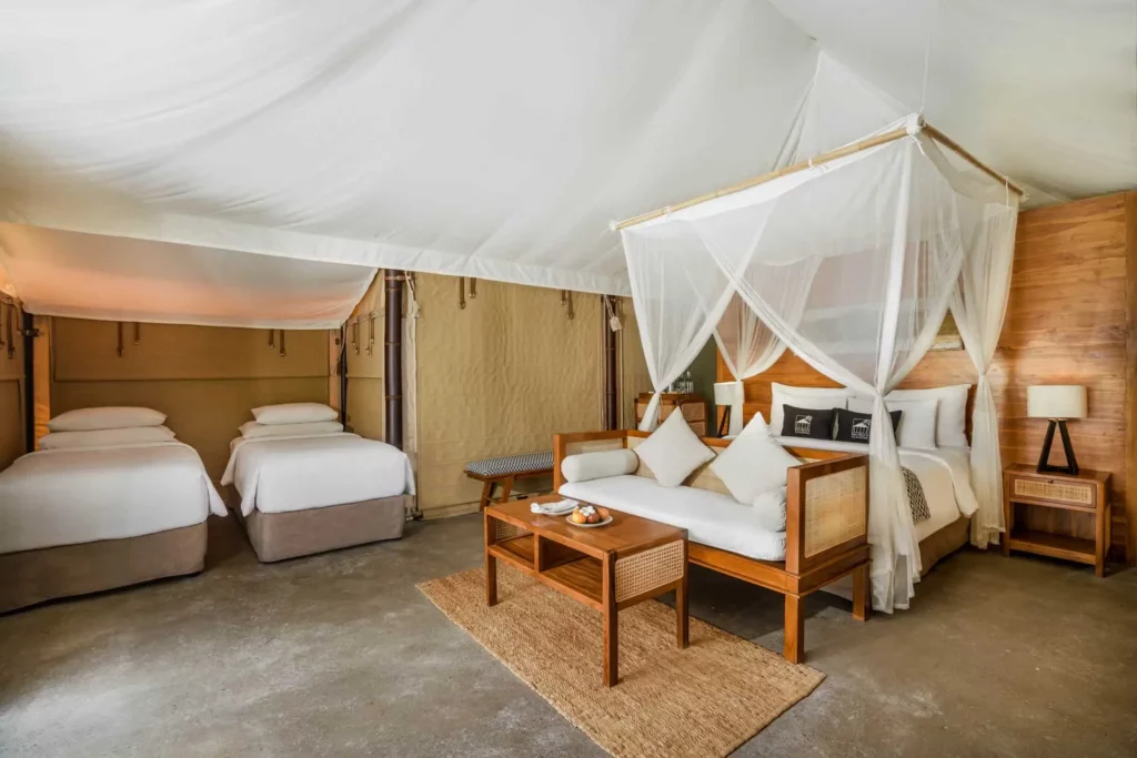 Bali beach glamping family hut