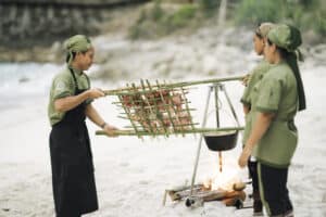 our team serves bbq